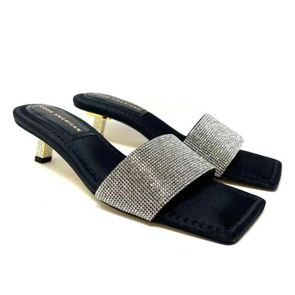 Good American Kickstand Slide Sandal Mules Black Diamond Size 8.5 GA117KD - Picture 12 of 12